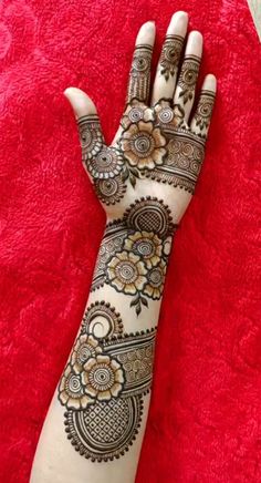 easy stylish full hand mehndi design