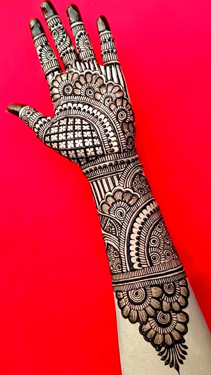 easy stylish full hand mehndi design