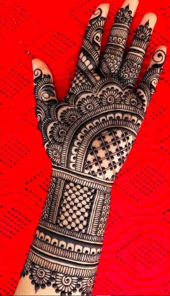 easy stylish full hand mehndi design