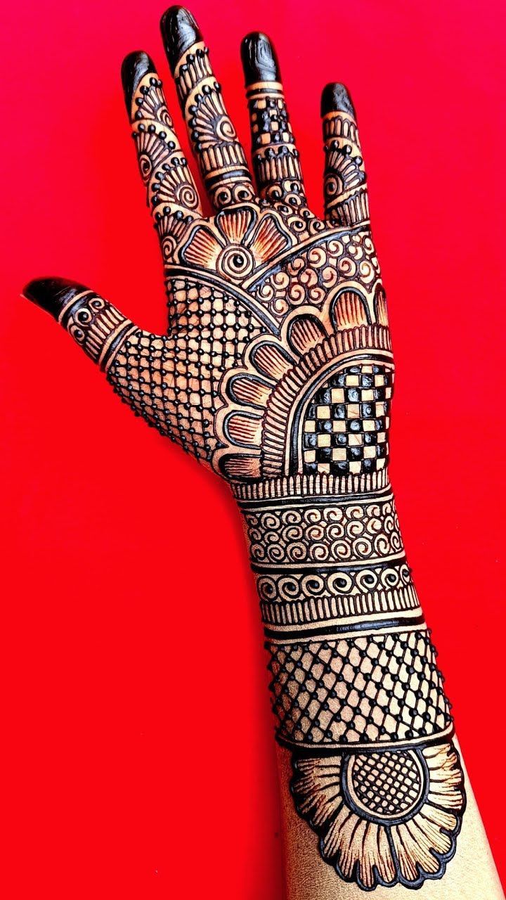 easy stylish full hand mehndi design