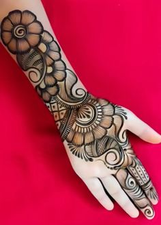 easy stylish full hand mehndi design