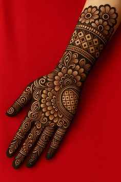 easy stylish full hand mehndi design