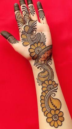 easy stylish full hand mehndi design