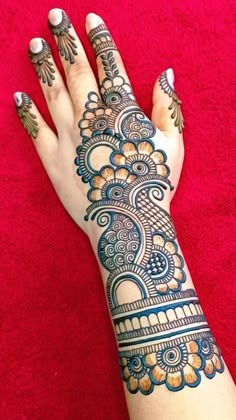 easy stylish full hand mehndi design