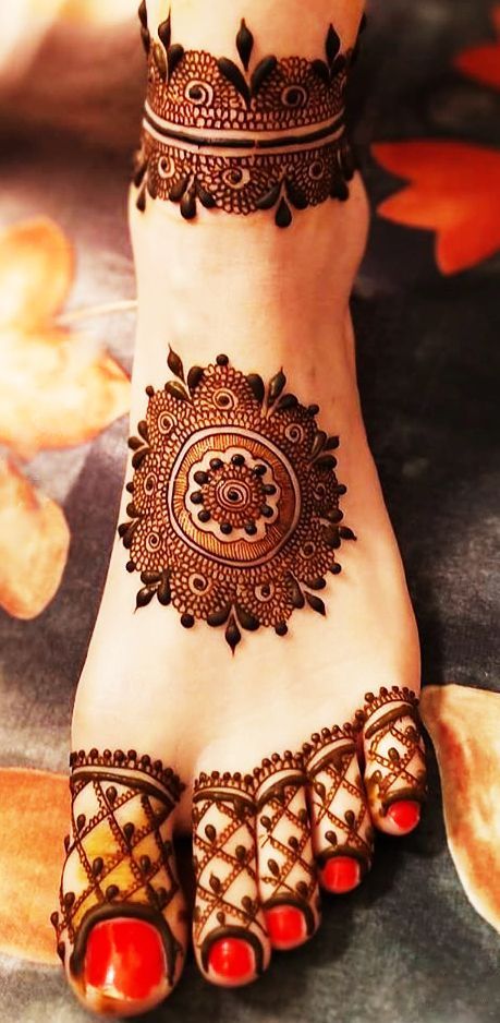 foot mehndi design simple and easy photo