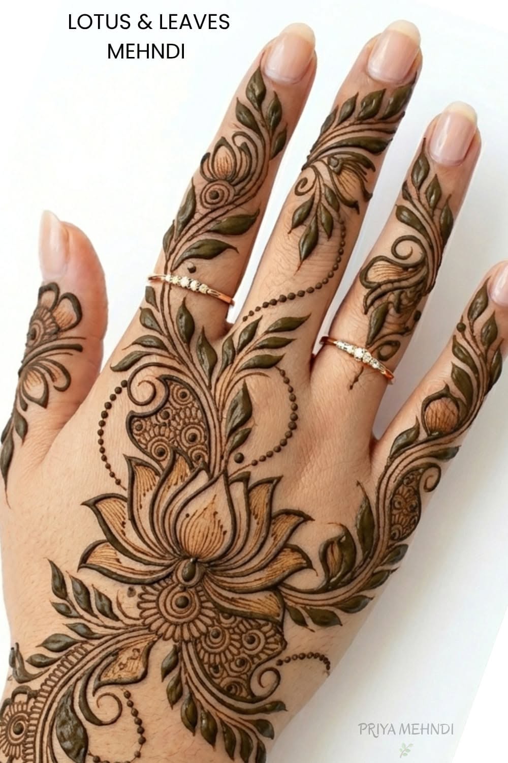 lotus mehndi design back hand