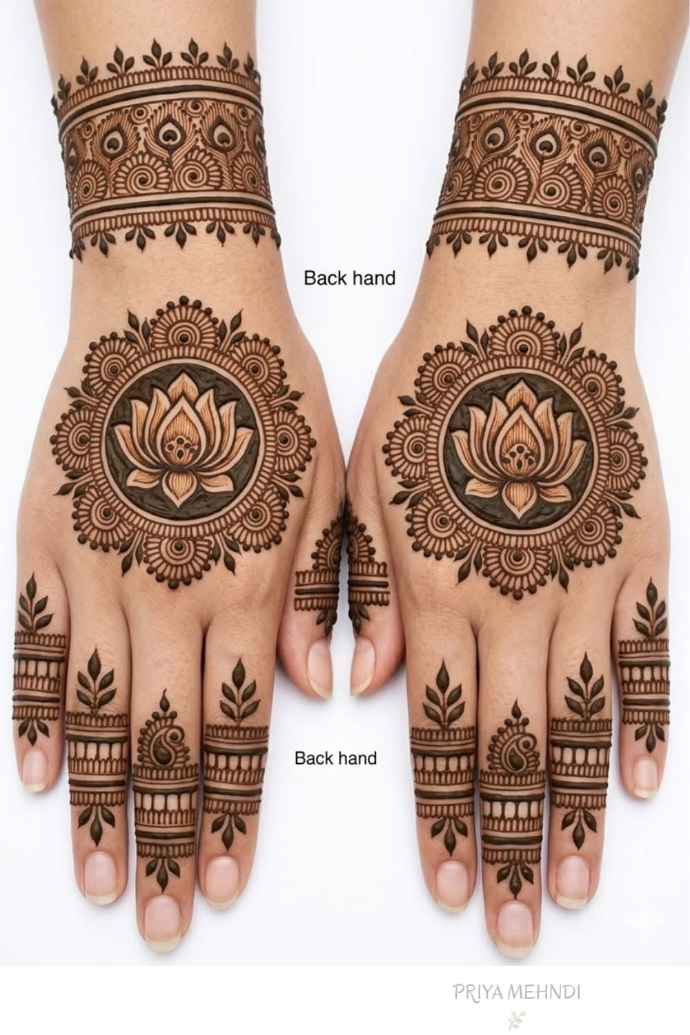 lotus mehndi design back hand