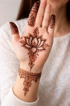 lotus mehndi design back hand
