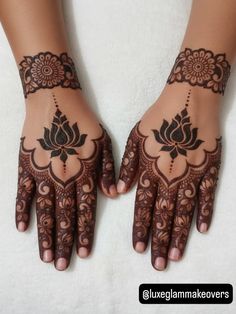 lotus mehndi design back hand