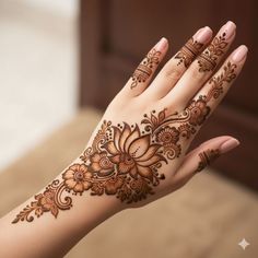 lotus mehndi design back hand