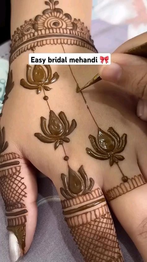 lotus mehndi design back hand