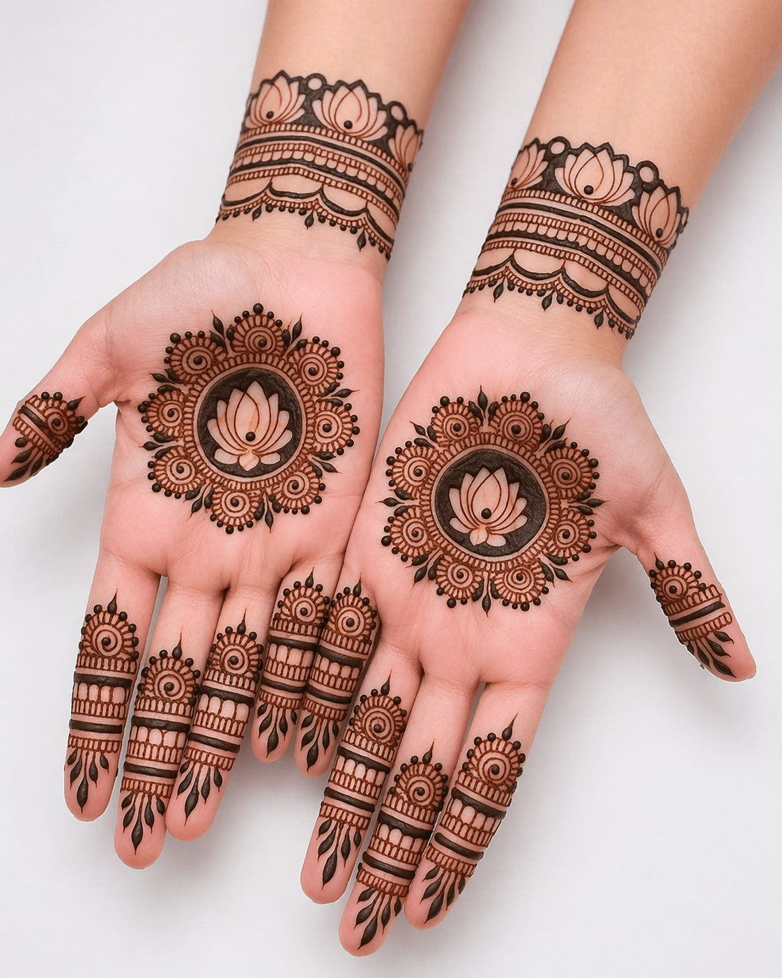 lotus mehndi design back hand