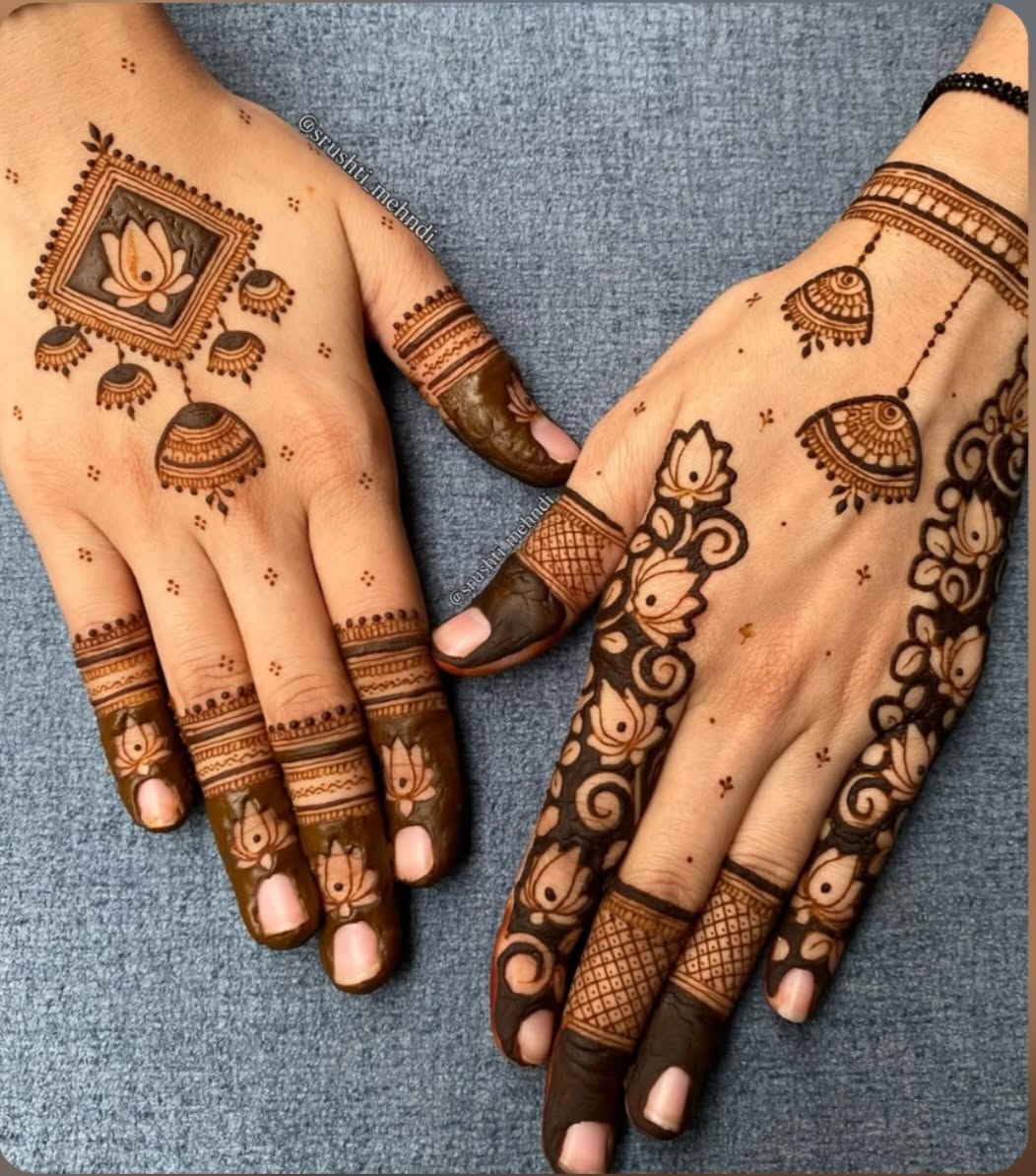 lotus mehndi design back hand