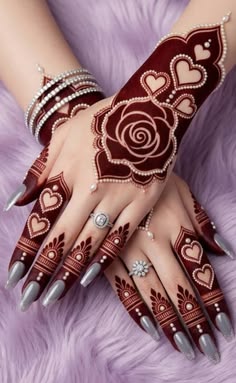 rose mehndi design back hand