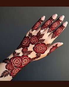 rose mehndi design back hand