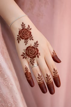 rose mehndi design back hand