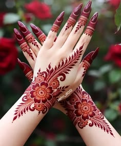 rose mehndi design back hand