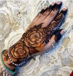 rose mehndi design back hand