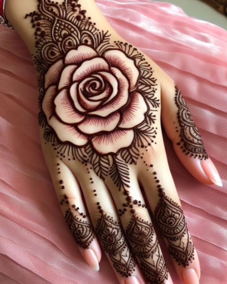rose mehndi design back hand