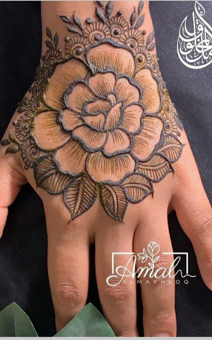rose mehndi design back hand