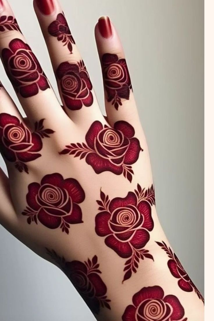 rose mehndi design back hand