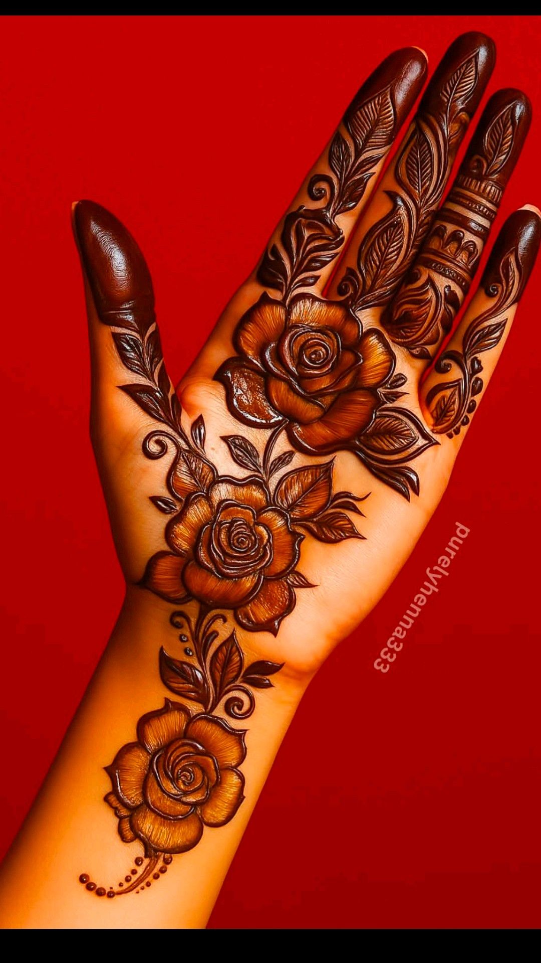 rose mehndi design back hand