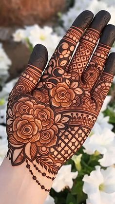 rose mehndi design back hand