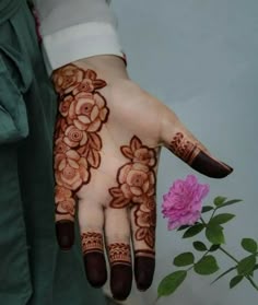 rose mehndi design back hand