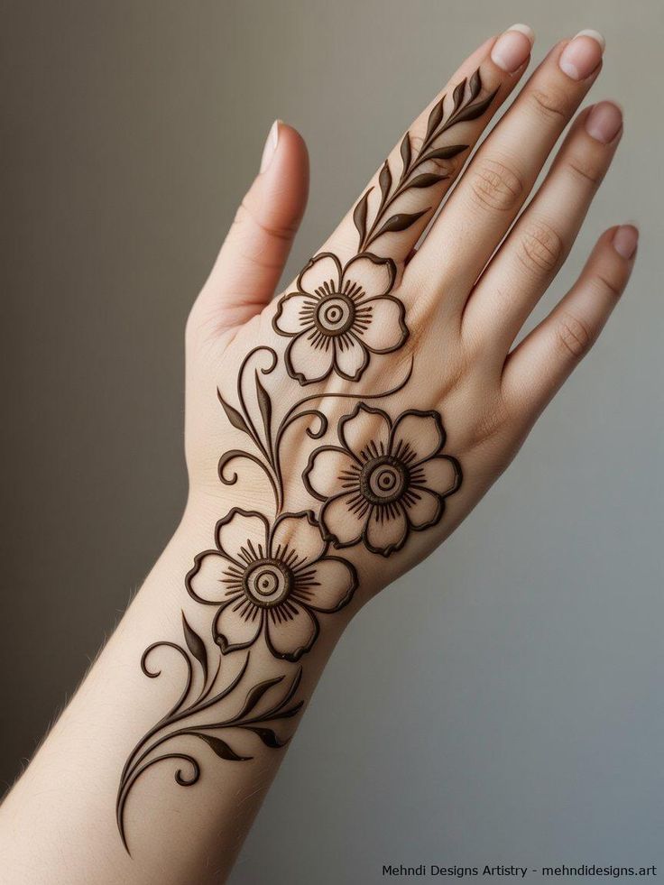 simple mehndi design back hand