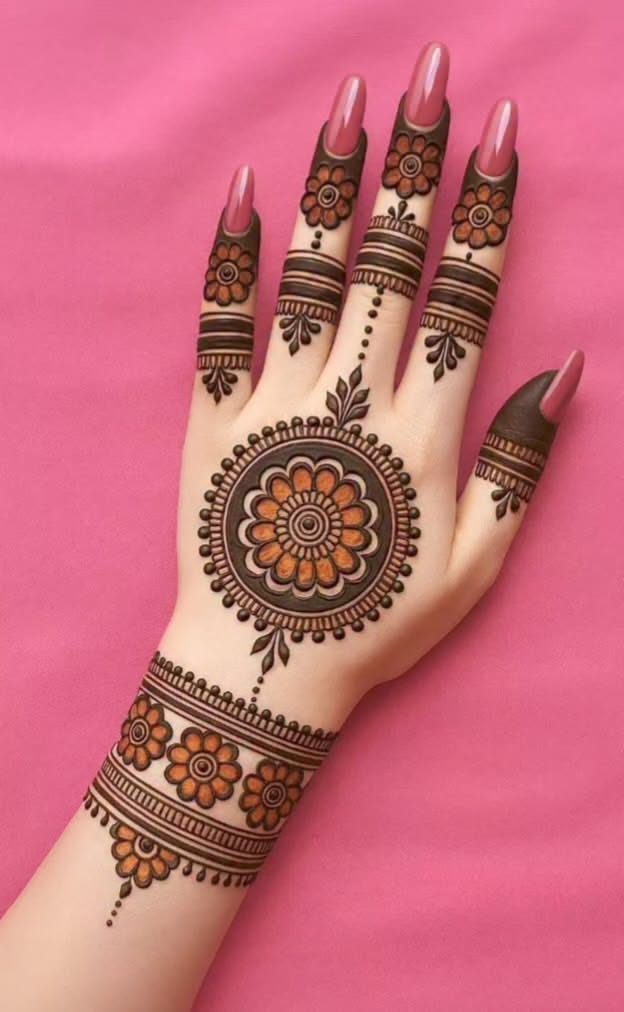 simple mehndi design back hand
