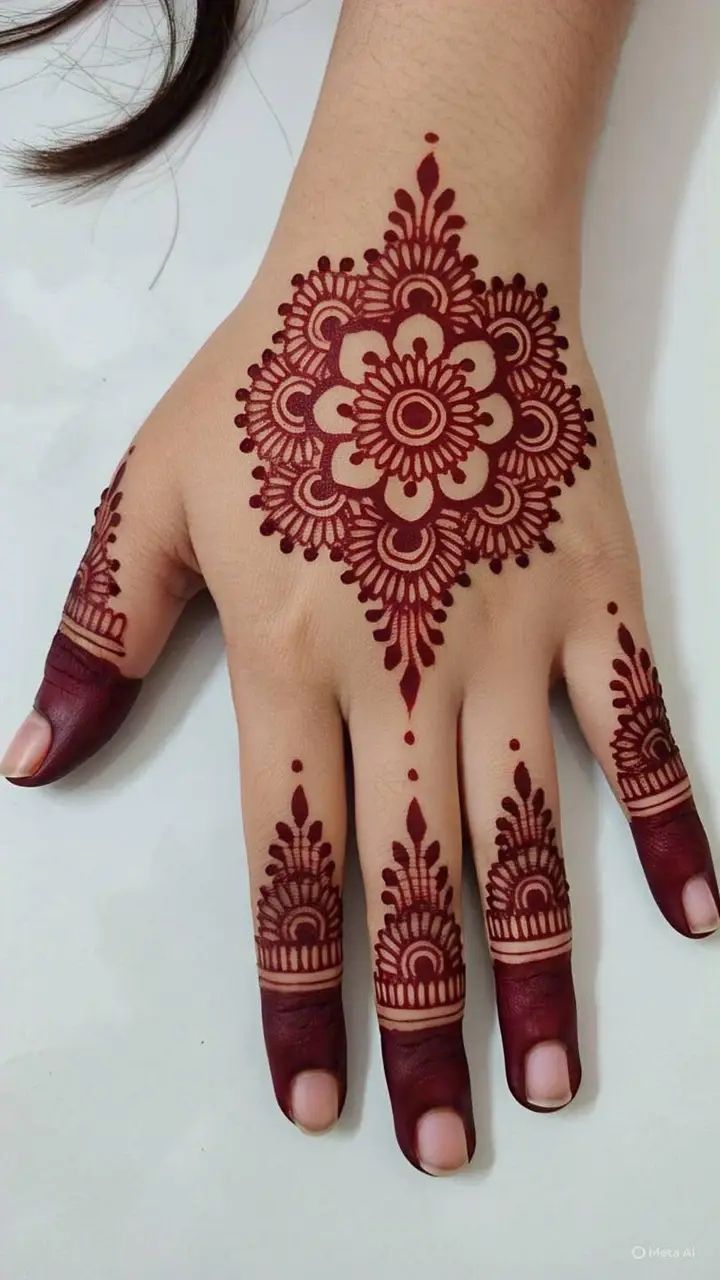 simple mehndi design back hand