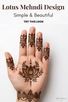 simple mehndi design photo front hand