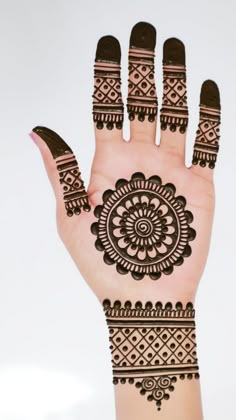 simple mehndi design photo front hand