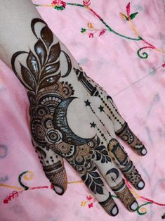 moon mehndi design front hand