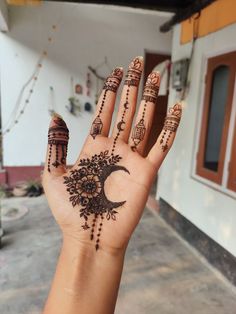 moon mehndi design front hand