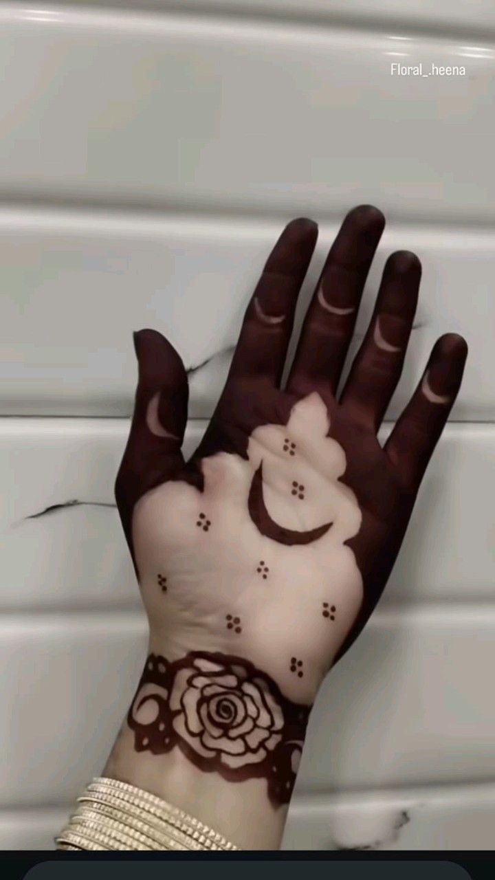 moon mehndi design front hand
