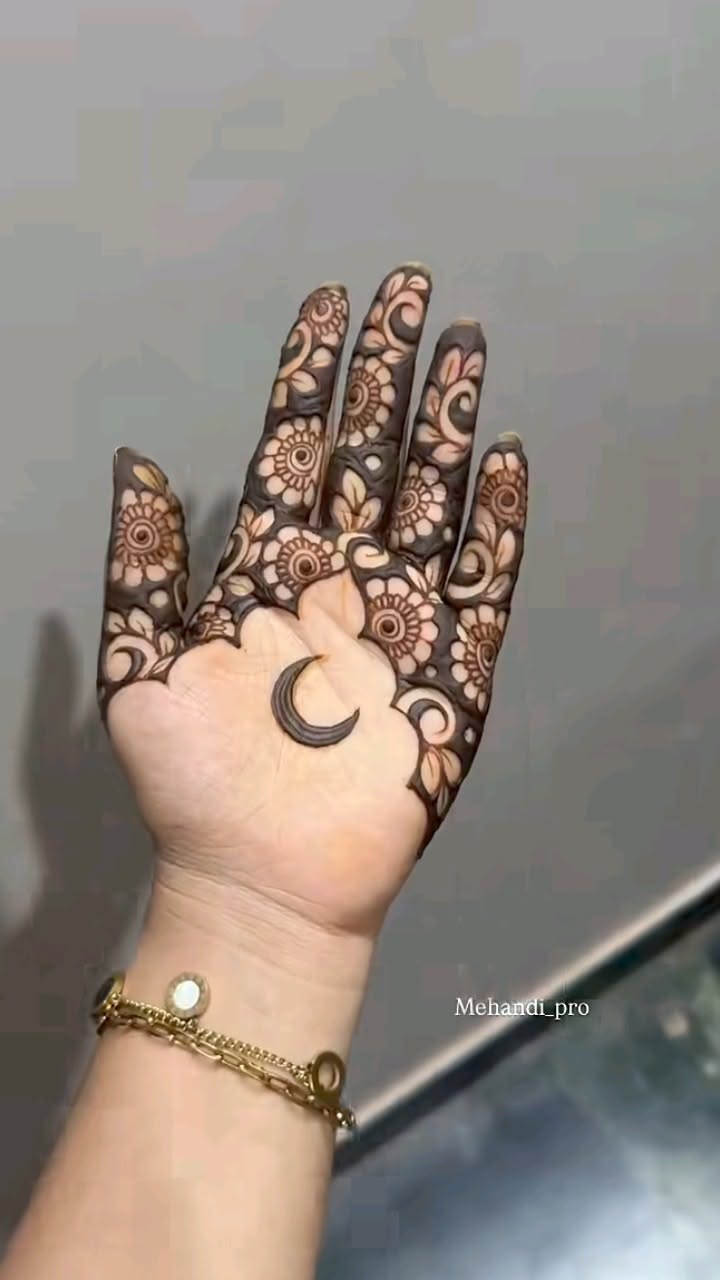 moon mehndi design front hand