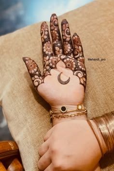 moon mehndi design front hand