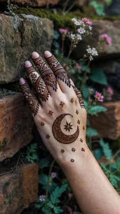 moon mehndi design front hand