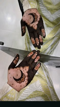 moon mehndi design front hand