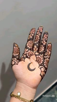moon mehndi design front hand