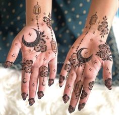 moon mehndi design front hand