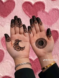 moon mehndi design front hand