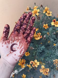 moon mehndi design front hand