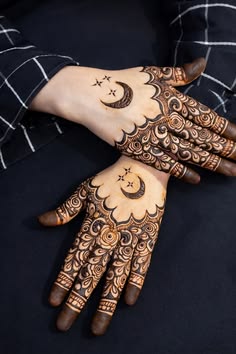 moon mehndi design front hand