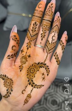 moon mehndi design front hand