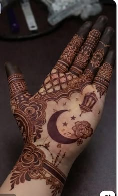 moon mehndi design front hand