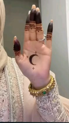 moon mehndi design front hand