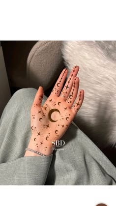 moon mehndi design front hand