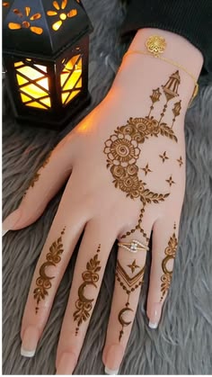 moon mehndi design front hand